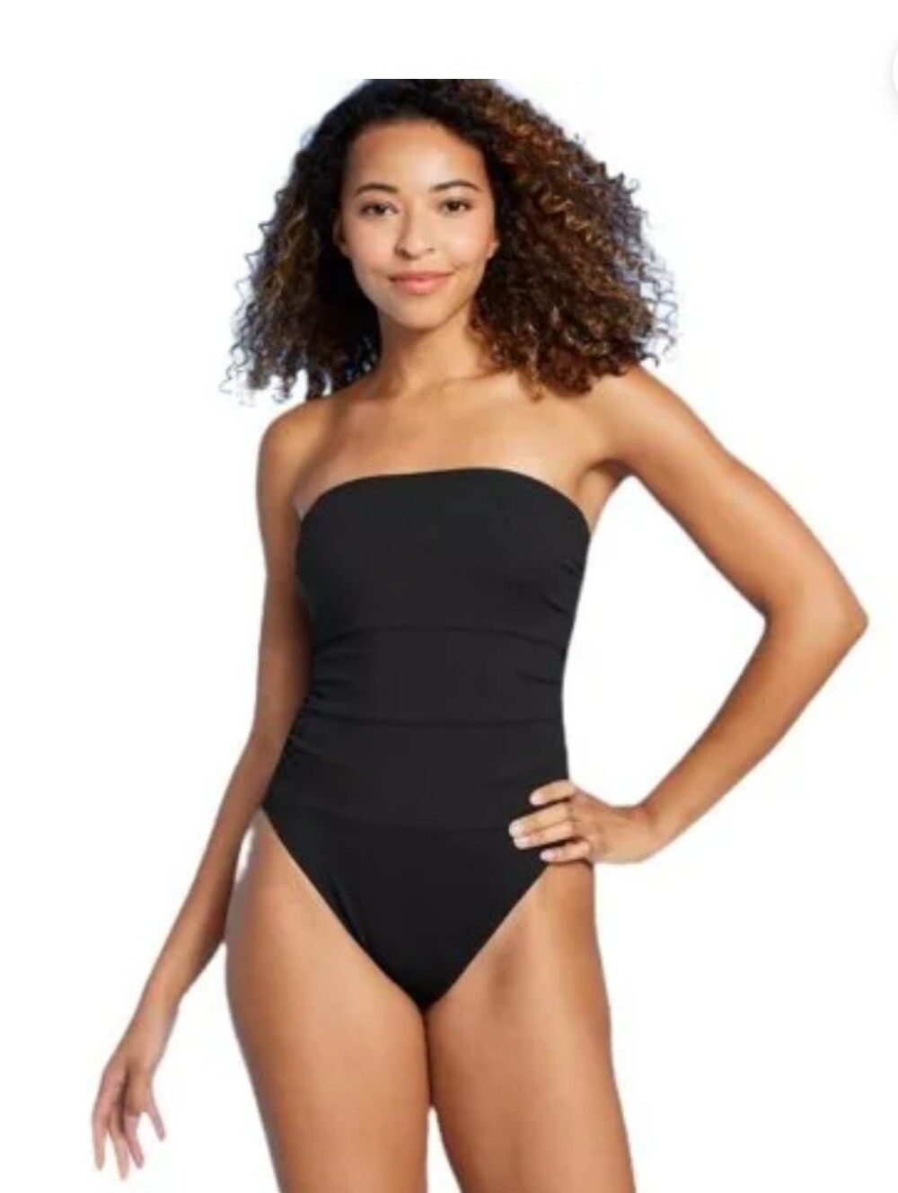 Shade & Shore Black Ribbed Swimsuit - Picture 5 of 5